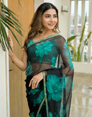Black Chiffon Printed Saree