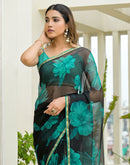 Black Chiffon Printed Saree