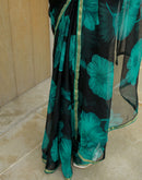 Black Chiffon Printed Saree
