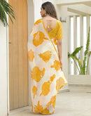 Off White Chiffon Printed Saree