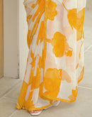 Off White Chiffon Printed Saree