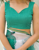 Off White Chiffon Printed Saree