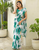 Off White Chiffon Printed Saree