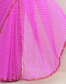 Pink Chiffon Printed Saree