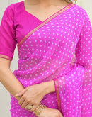 Pink Chiffon Printed Saree