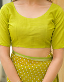 Lime Green Chiffon Printed Saree