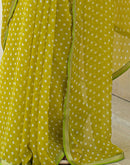 Lime Green Chiffon Printed Saree