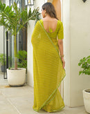 Lime Green Chiffon Printed Saree