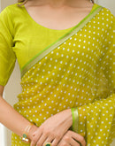 Lime Green Chiffon Printed Saree