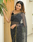Black Chiffon Printed Saree