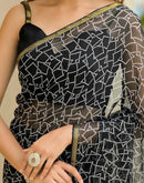 Black Chiffon Printed Saree