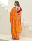 Yellow Silk Printed Bandhani Saree