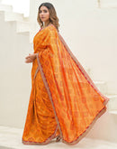 Yellow Silk Printed Bandhani Saree