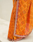 Yellow Silk Printed Bandhani Saree