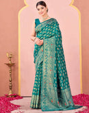 Teal Green Silk Woven Banarasi Saree