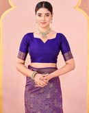 Dark Purple Silk Woven Banarasi Saree