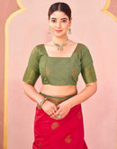 Red Silk Woven Saree
