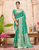 Mint Green Silk Woven Banarasi Saree