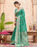 Mint Green Silk Woven Banarasi Saree