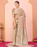 Dark Beige Silk Woven Saree