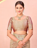 Dark Beige Silk Woven Saree