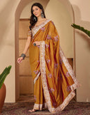 Brown Silk Embroidery Saree