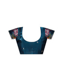Peacock Blue Shimmer Embroidery Saree