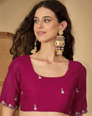 Coral Pink Shimmer Embroidery Saree