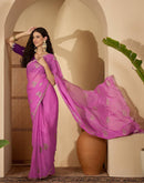 Dusty Pink Shimmer Embroidery Saree