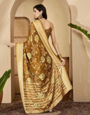 Brown Georgette Floral Printed Saree