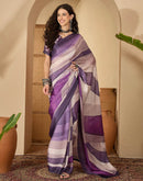 Lavender Satin Printed Saree