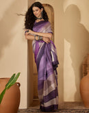 Lavender Satin Printed Saree