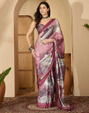 Mauve Satin Printed Saree