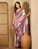 Mauve Satin Printed Saree