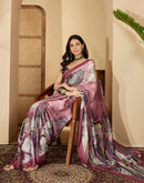 Mauve Satin Printed Saree
