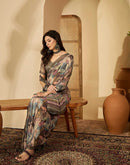 Olive Green Georgette Printed Saree