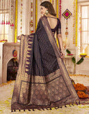 Wine Silk Woven Banarasi Saree