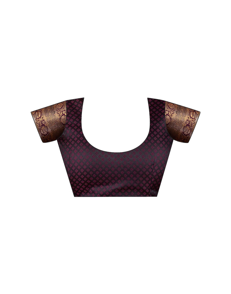 Wine Silk Woven Banarasi Saree