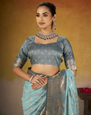 Sky Blue Silk Woven Banarasi Saree