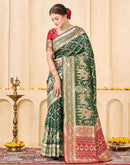 Bottle Green Silk Woven Banarasi Saree