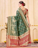 Bottle Green Silk Woven Banarasi Saree