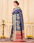 Navy Blue Silk Woven Banarasi Saree