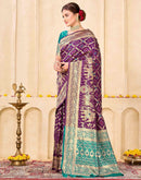 Dark Purple Silk Woven Banarasi Saree