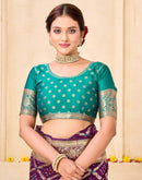 Dark Purple Silk Woven Banarasi Saree