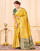 Yellow Silk Woven Banarasi Saree