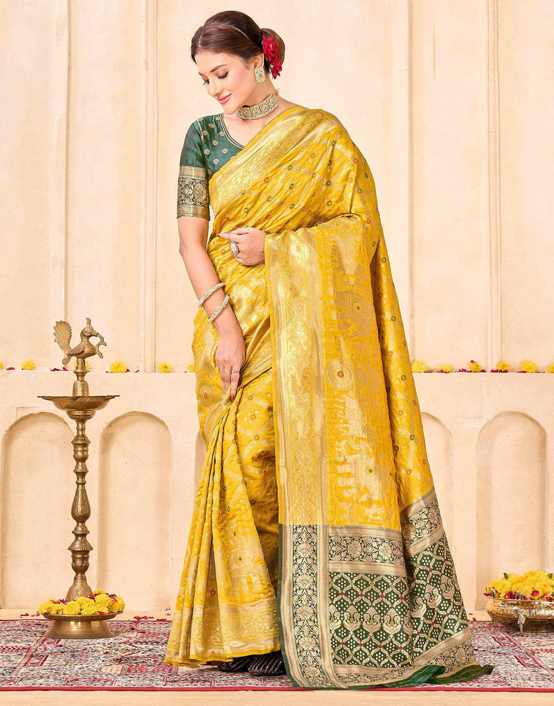 Yellow Silk Woven Banarasi Saree