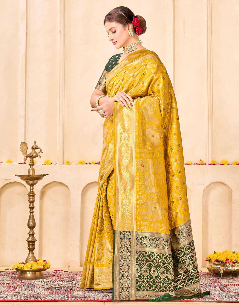 Yellow Silk Woven Banarasi Saree