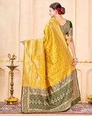 Yellow Silk Woven Banarasi Saree