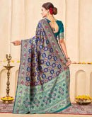 Navy Blue Silk Woven Banarasi Saree