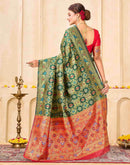 Bottle Green Silk Woven Banarasi Saree